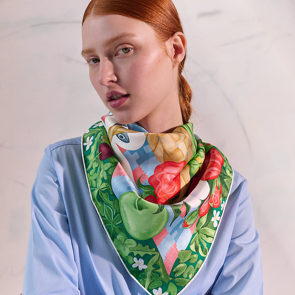 HERMES カレ 90 Un Carre sur l'Herbe scarf 90 - Green | Hermès Mainland China